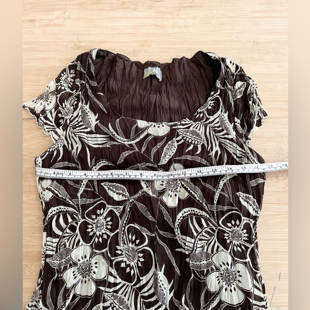 Floral Asymmetrical Dress - Brown/Cream - Short Sleeve - Size 10 - Picture 8 of 9